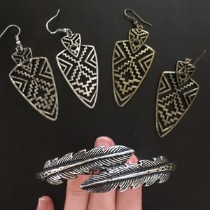 Western jewelry bundle- 2 pair earrings & bracelet